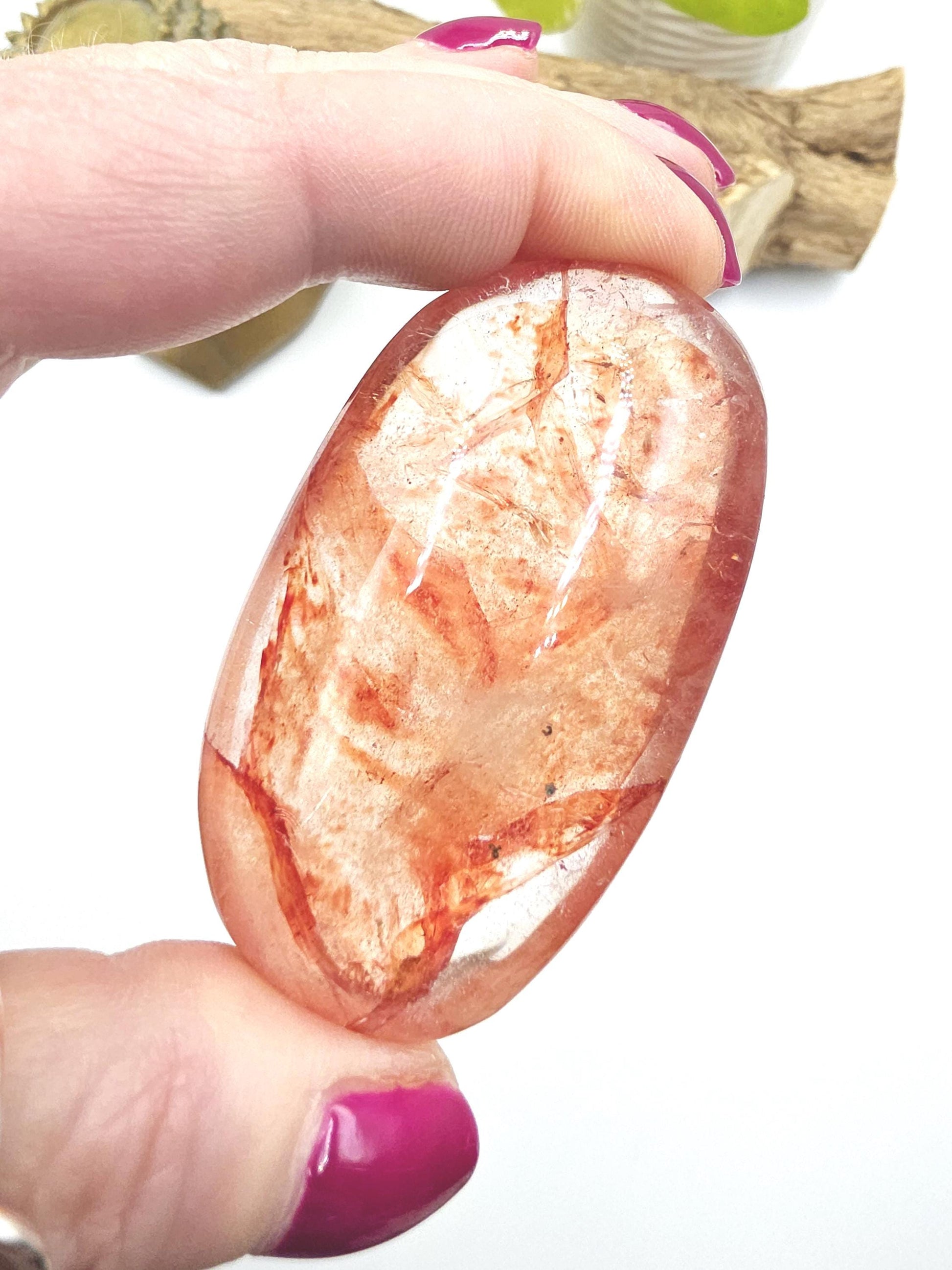 Large Madagascan Fire Quartz (Hematoid) Palm Stone - Grounding & Vitality Crystal - 110g
