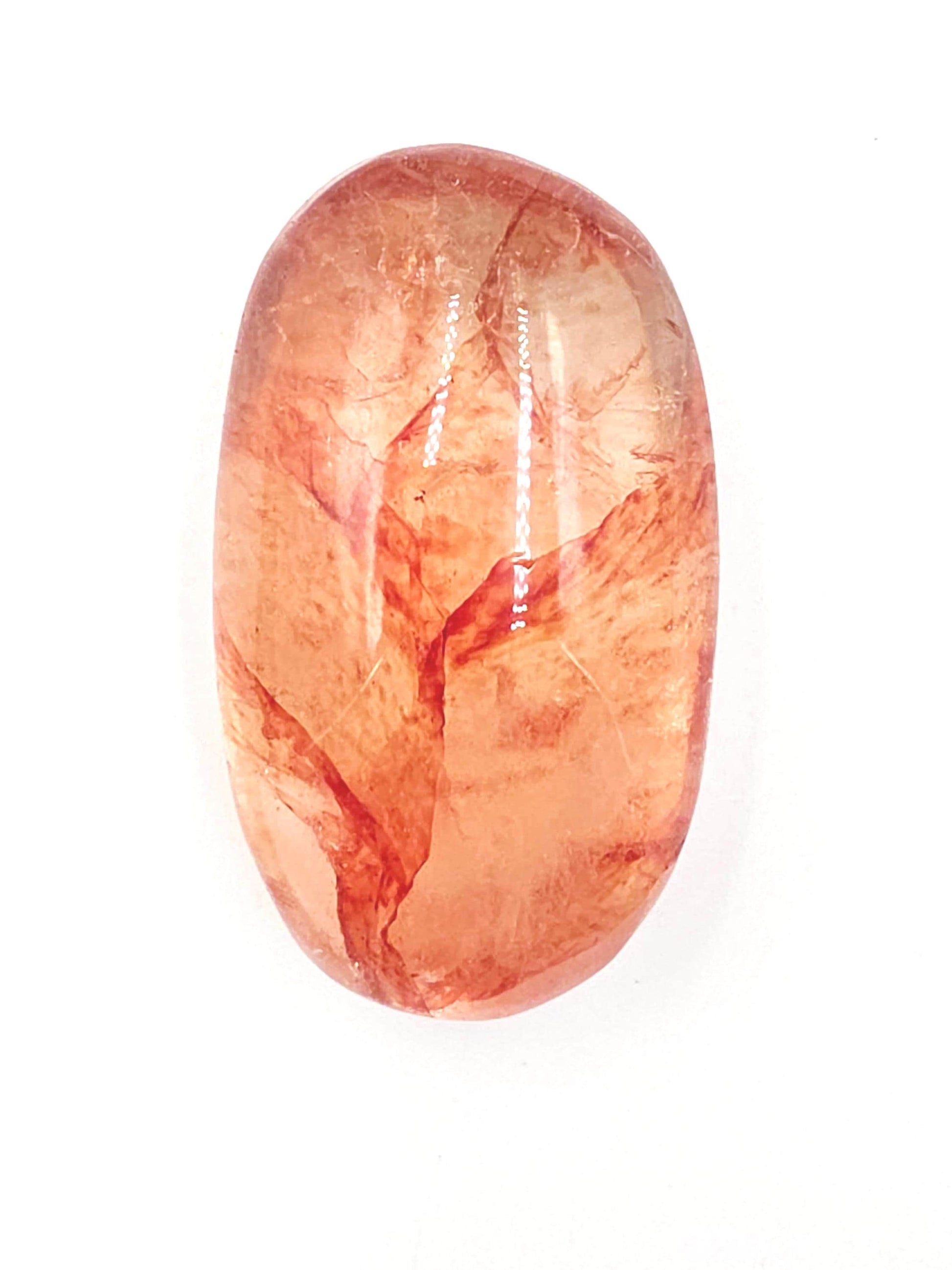 Large Madagascan Fire Quartz (Hematoid) Palm Stone - Grounding & Vitality Crystal - 110g