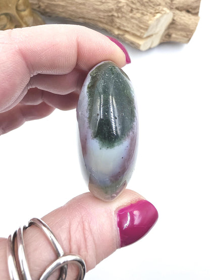 Ocean Jasper Palm Stone - Joy & Renewal Healing Crystal - 70g