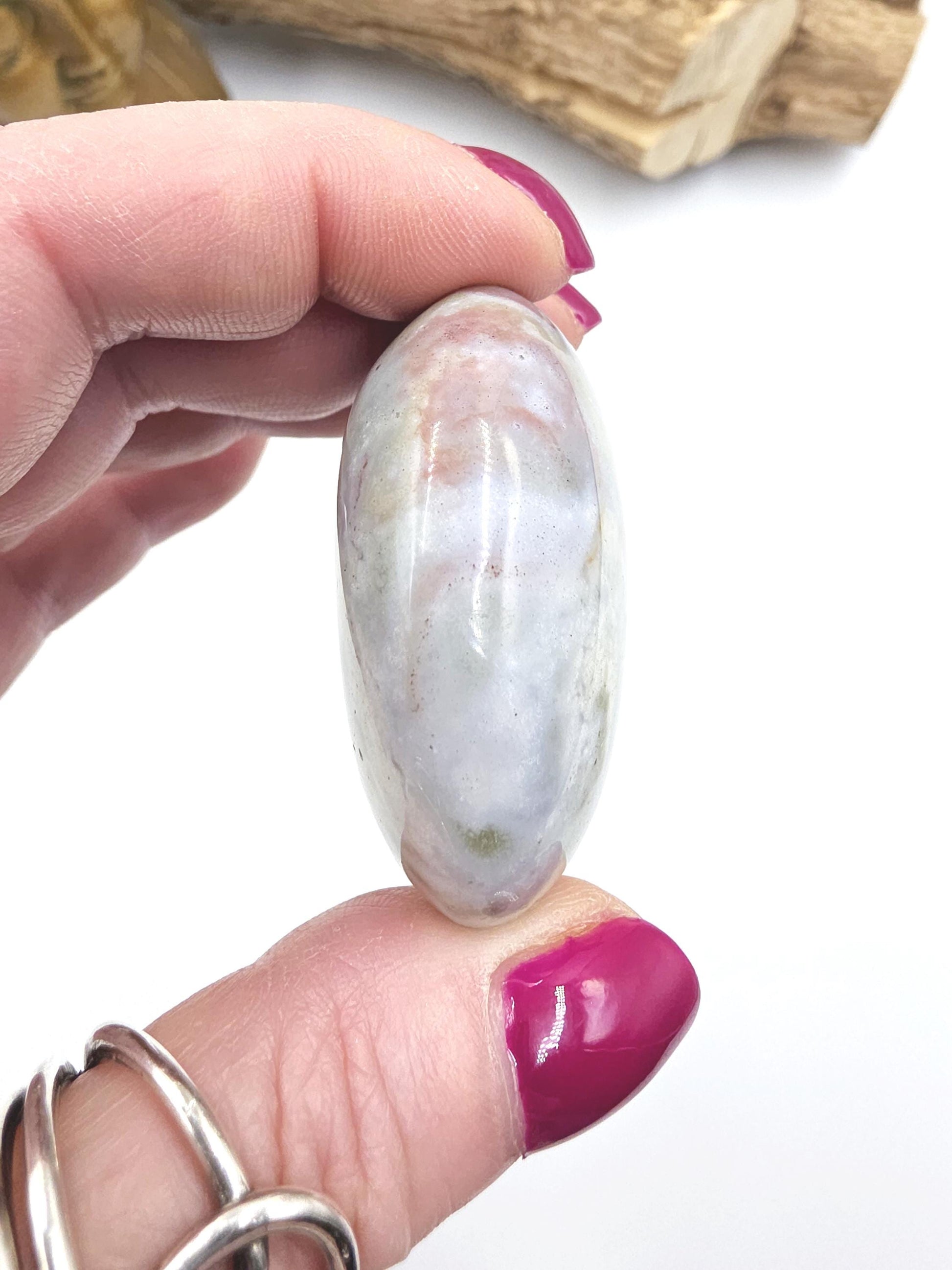 Ocean Jasper Palm Stone - Joy & Renewal Healing Crystal - 70g