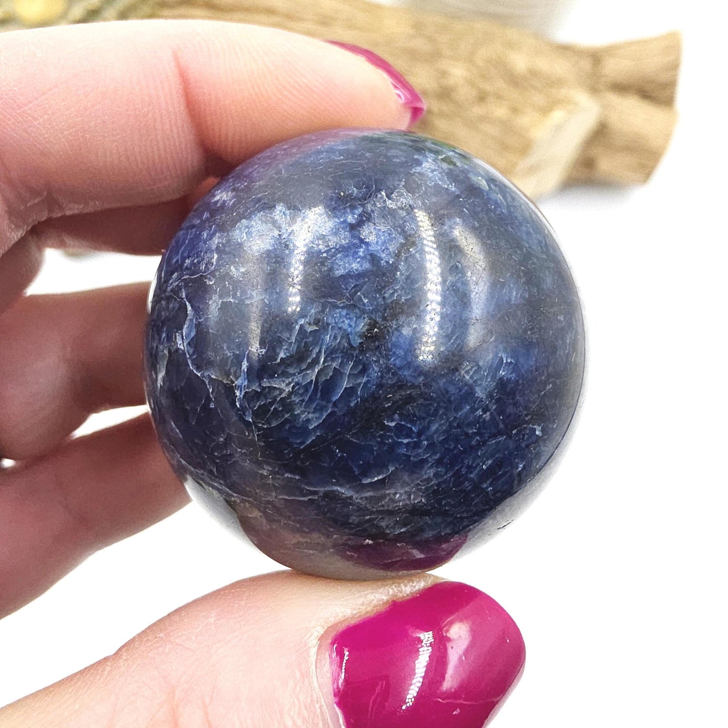 Rare Dumortierite Sphere - Patience, Confidence & Mental Clarity Healing Crystal Ball, 41mm