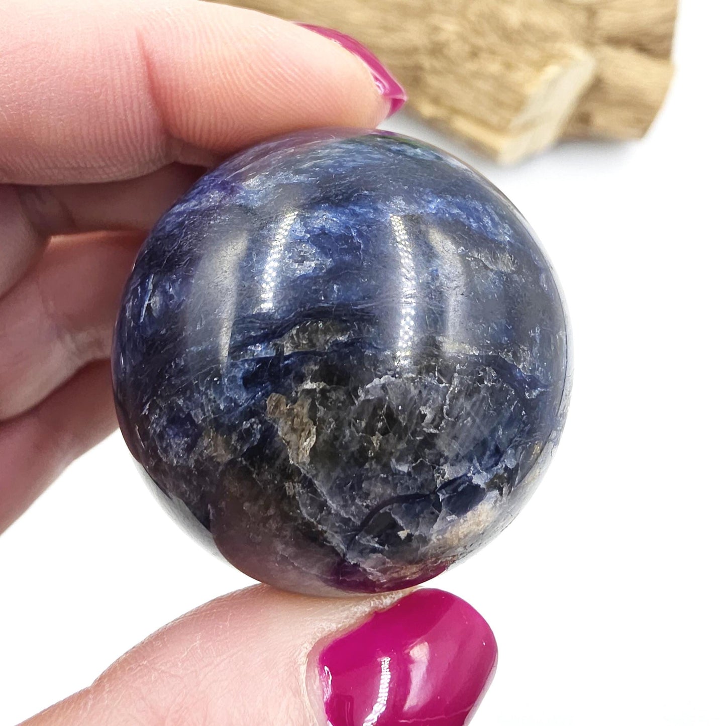 Rare Dumortierite Sphere - Patience, Confidence & Mental Clarity Healing Crystal Ball, 41mm
