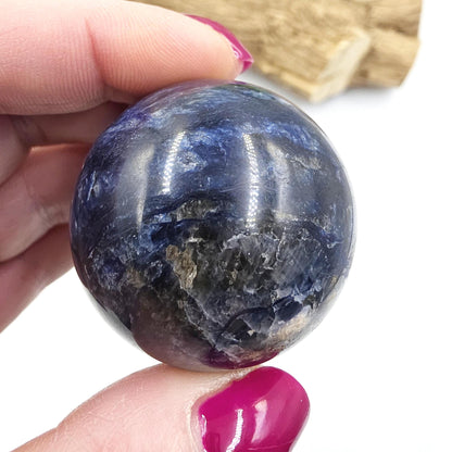 Rare Dumortierite Sphere - Patience, Confidence & Mental Clarity Healing Crystal Ball, 41mm