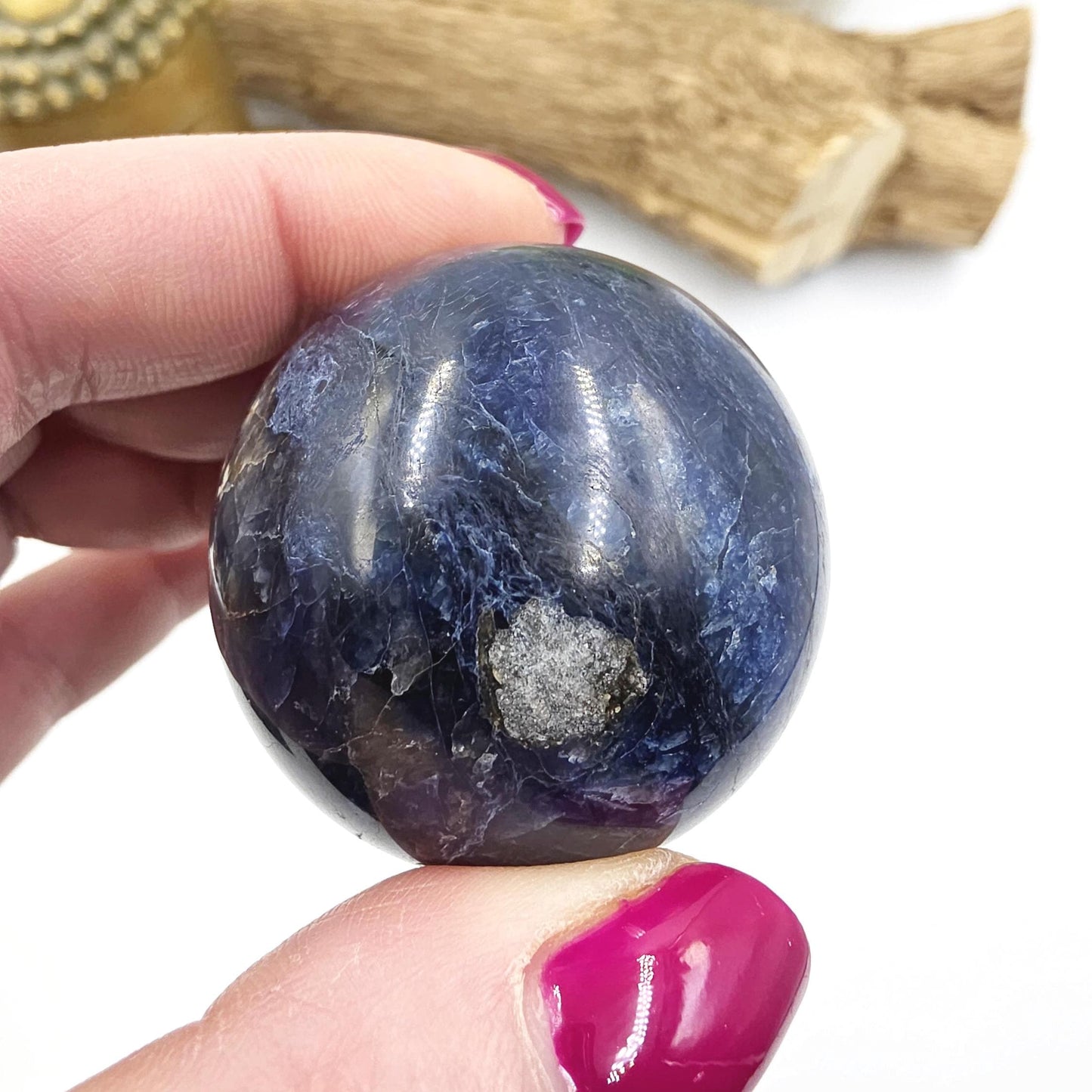 Rare Dumortierite Sphere - Patience, Confidence & Mental Clarity Healing Crystal Ball, 41mm