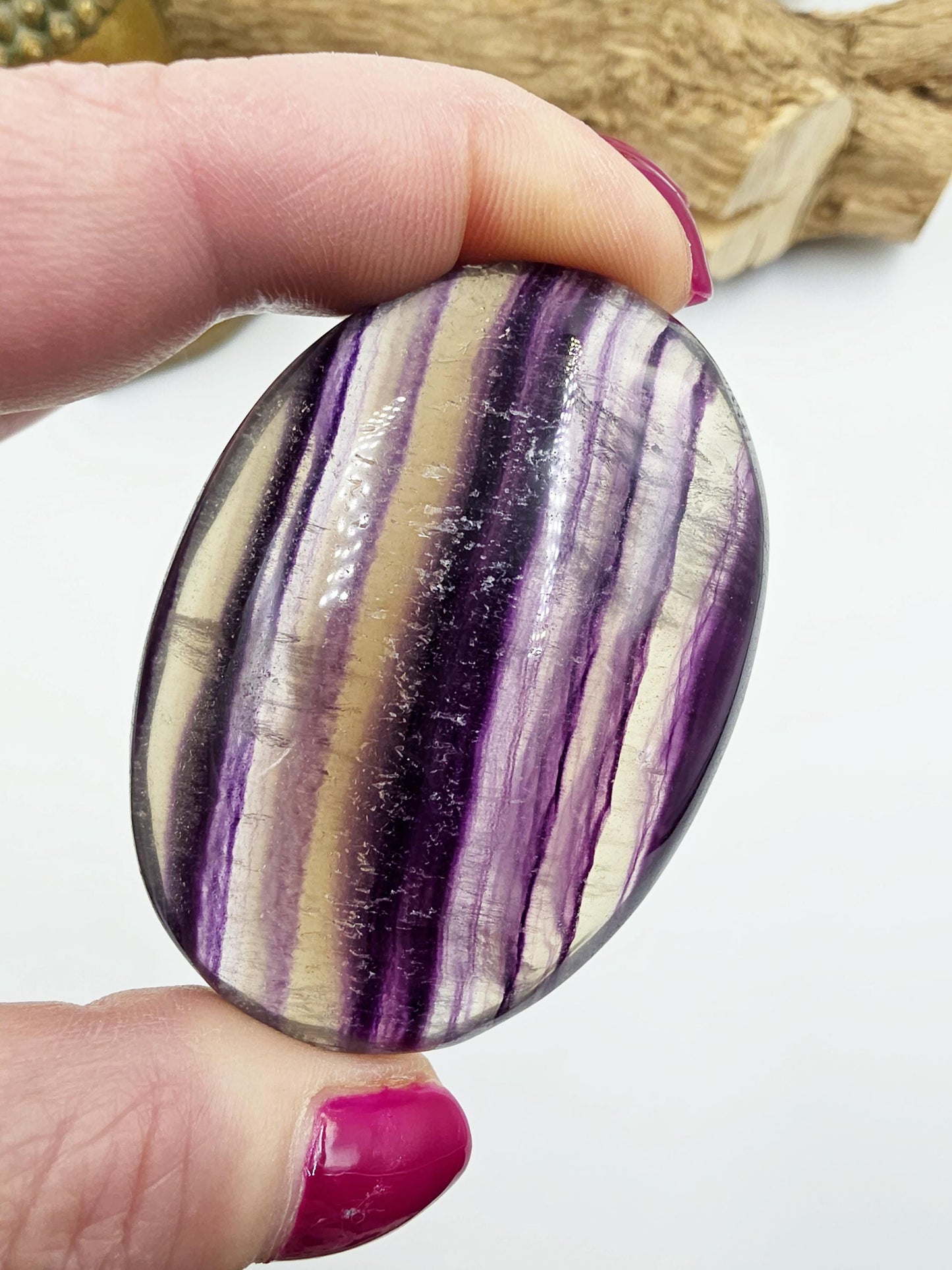 Large High Grade Rainbow Fluorite Palm Stone - Focus and Clarity Healing Crystal - 130g