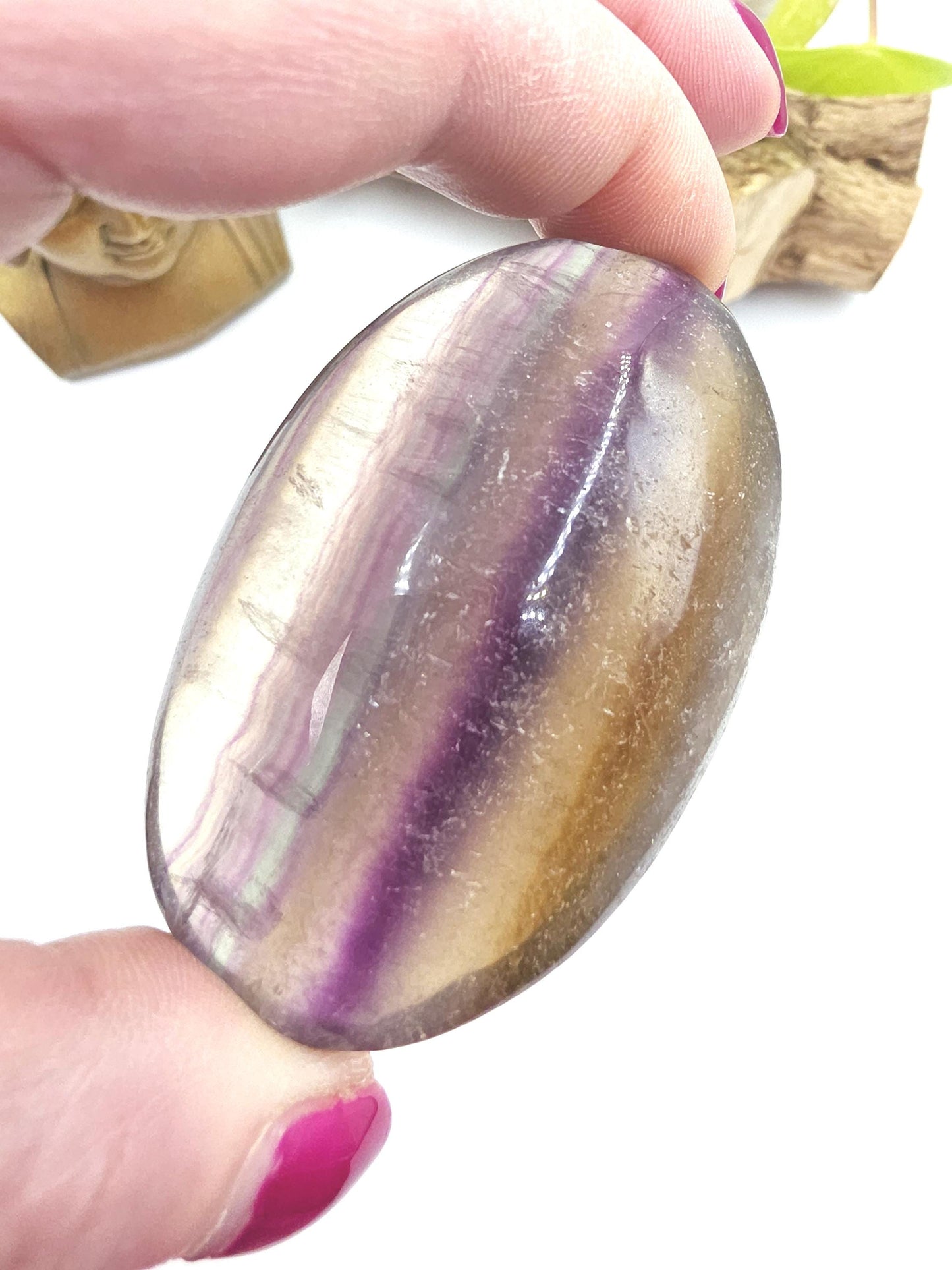 Large Rainbow Fluorite Palm Stone - Focus and Clarity Healing Crystal - 150g