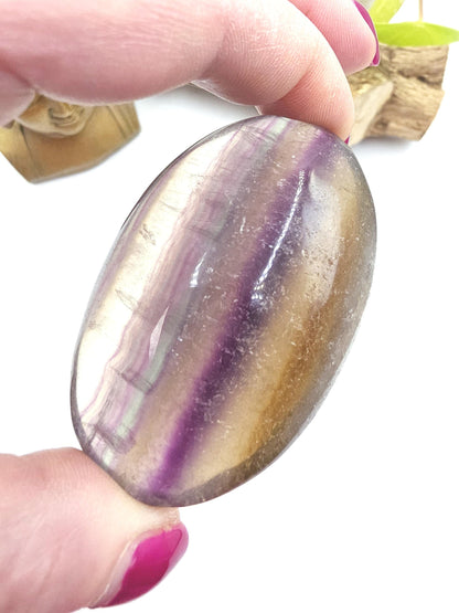 Large Rainbow Fluorite Palm Stone - Focus and Clarity Healing Crystal - 150g