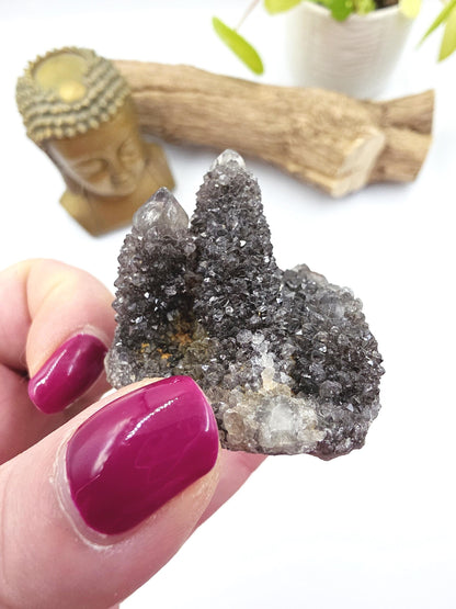 Rare Black Spirit Quartz Cluster - Protective & Spiritual Growth Crystal - 65g