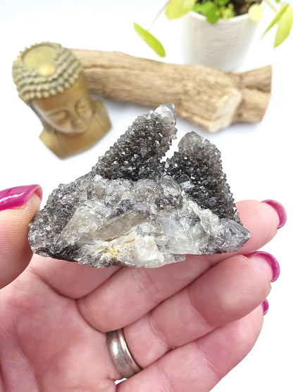 Rare Black Spirit Quartz Cluster - Protective & Spiritual Growth Crystal - 65g