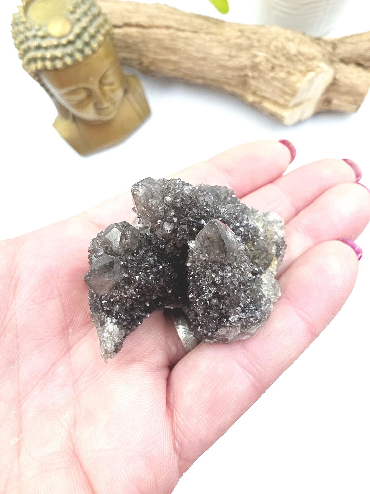 Rare Black Spirit Quartz Cluster - Protective & Spiritual Growth Crystal - 65g