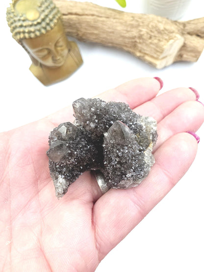 Rare Black Spirit Quartz Cluster - Protective & Spiritual Growth Crystal - 65g