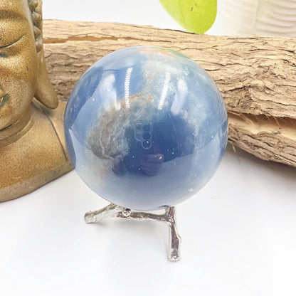Large Blue Onyx Sphere - Calming & Strength Healing Crystal Ball, 68mm