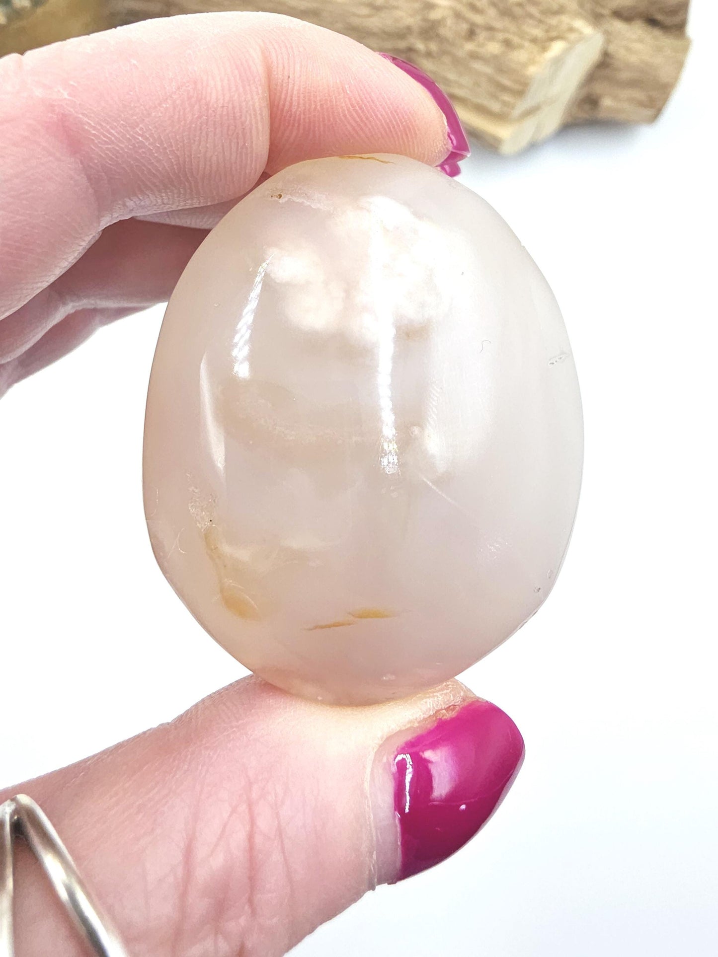 Flower Agate (Sakura) Palm Stone - Growth, Creativity & Emotional Healing Crystal - 85g