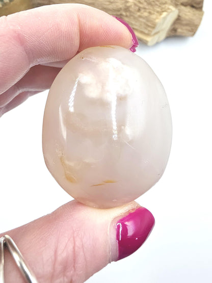 Flower Agate (Sakura) Palm Stone - Growth, Creativity & Emotional Healing Crystal - 85g