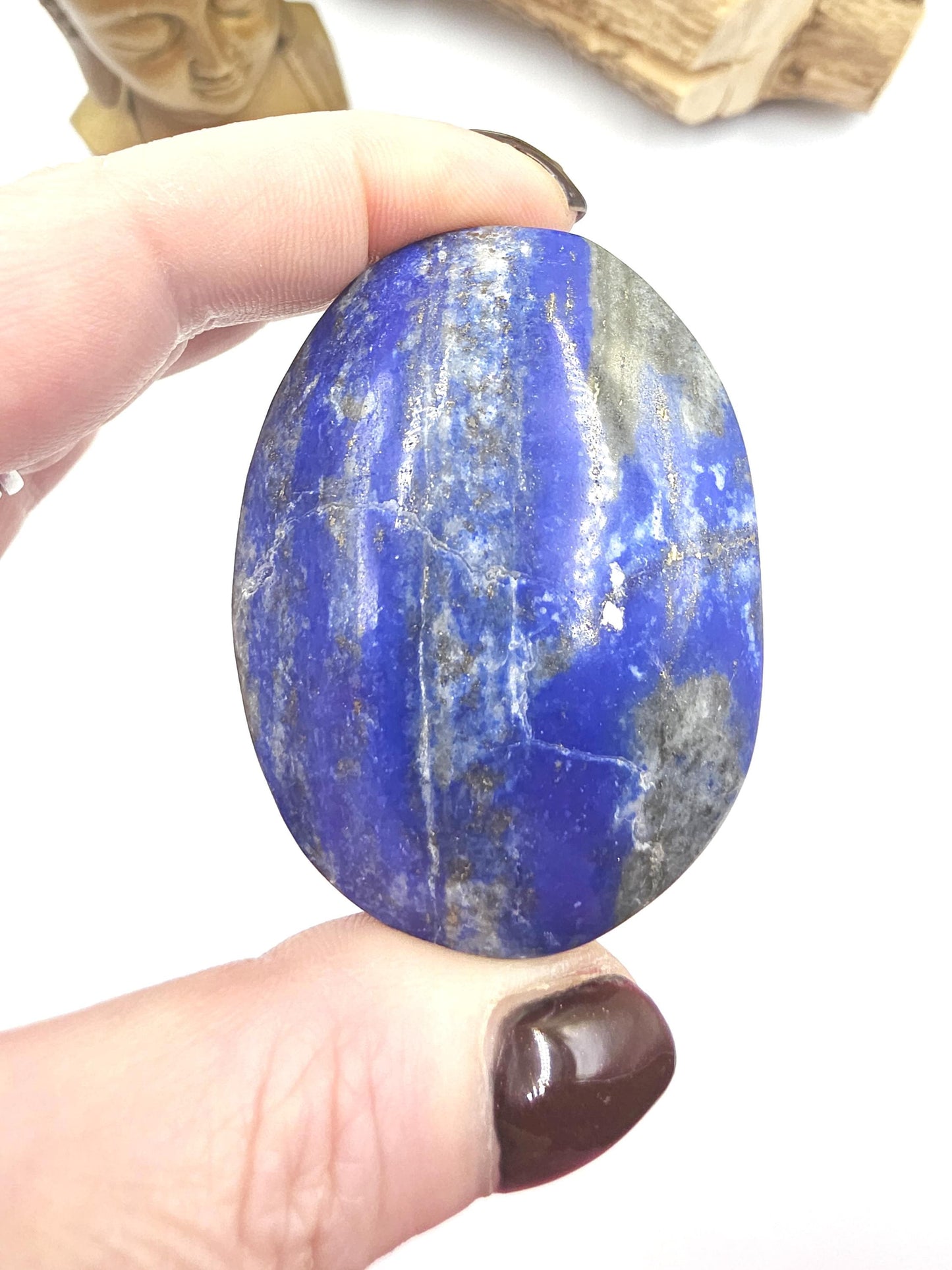 Large Lapis Lazuli Palm Stone - Meditation Reiki Crystal -125g