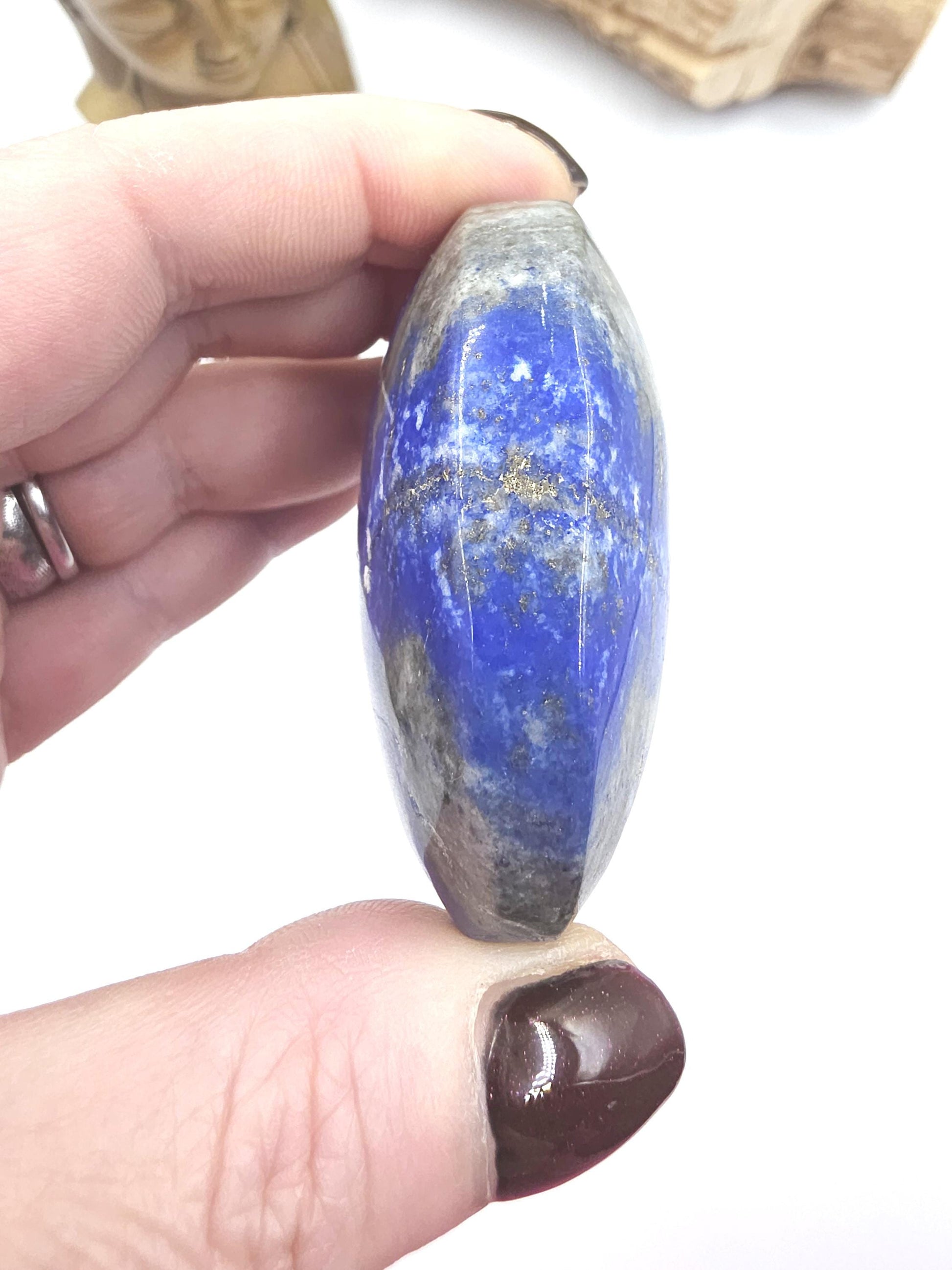 Large Lapis Lazuli Palm Stone - Meditation Reiki Crystal -125g