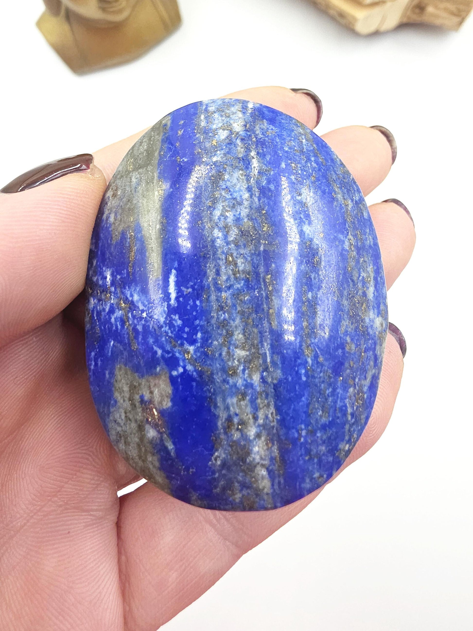 Large Lapis Lazuli Palm Stone - Meditation Reiki Crystal -125g