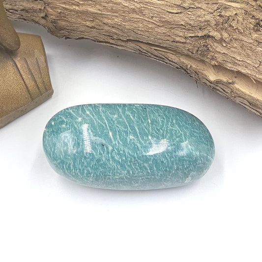 Large Flashy Amazonite Palm Stone – Calm, Communication & Emotional Healing Crystal, 280g