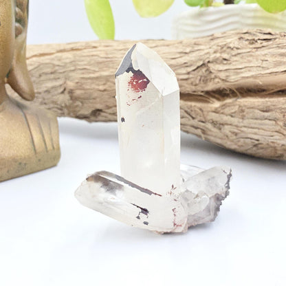 Clear Quartz and Hematite Cluster Specimen - Grounding & Amplifying Healing Raw Crystal, 80g