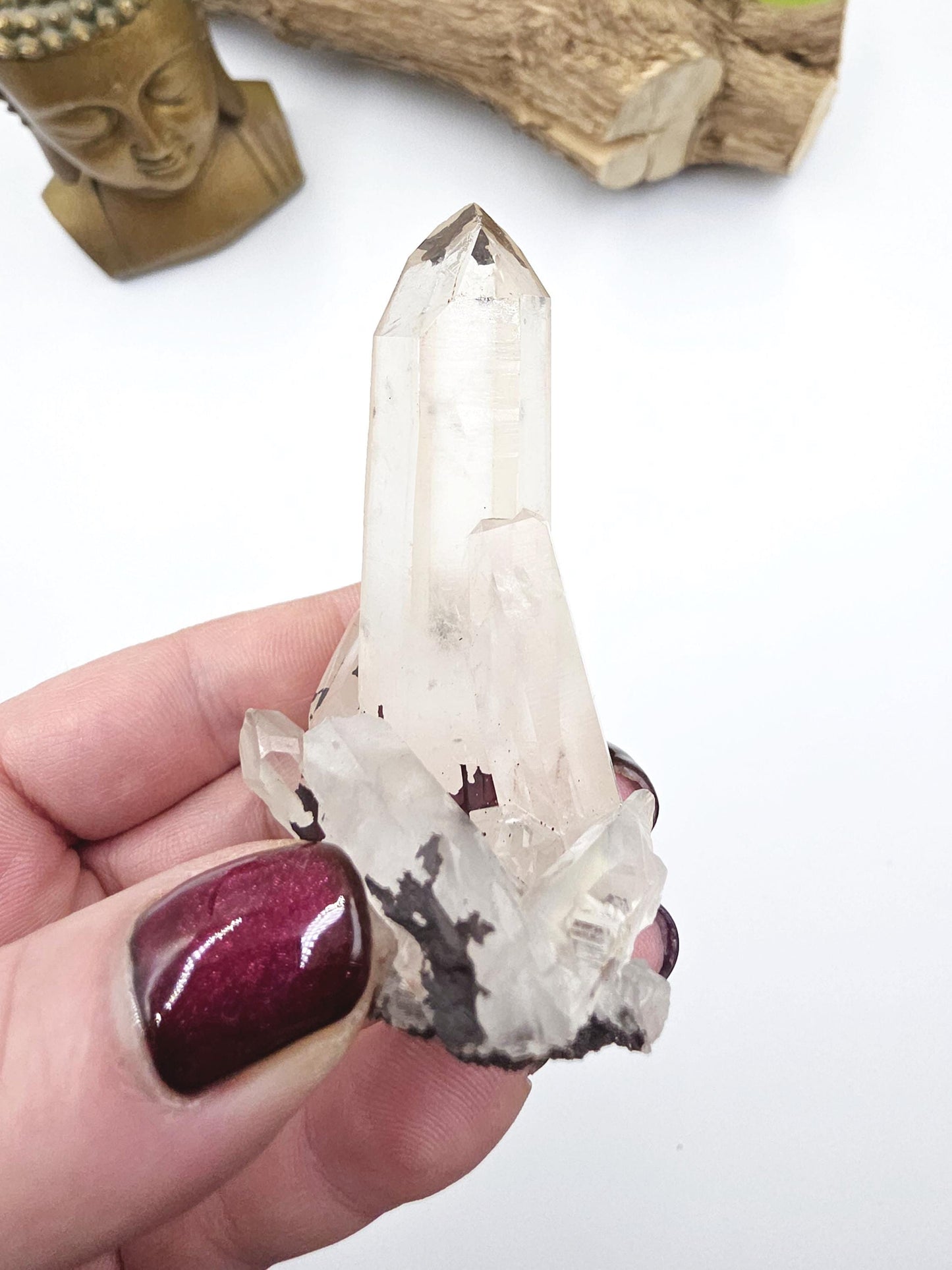 Clear Quartz and Hematite Cluster Specimen - Grounding & Amplifying Healing Raw Crystal, 80g