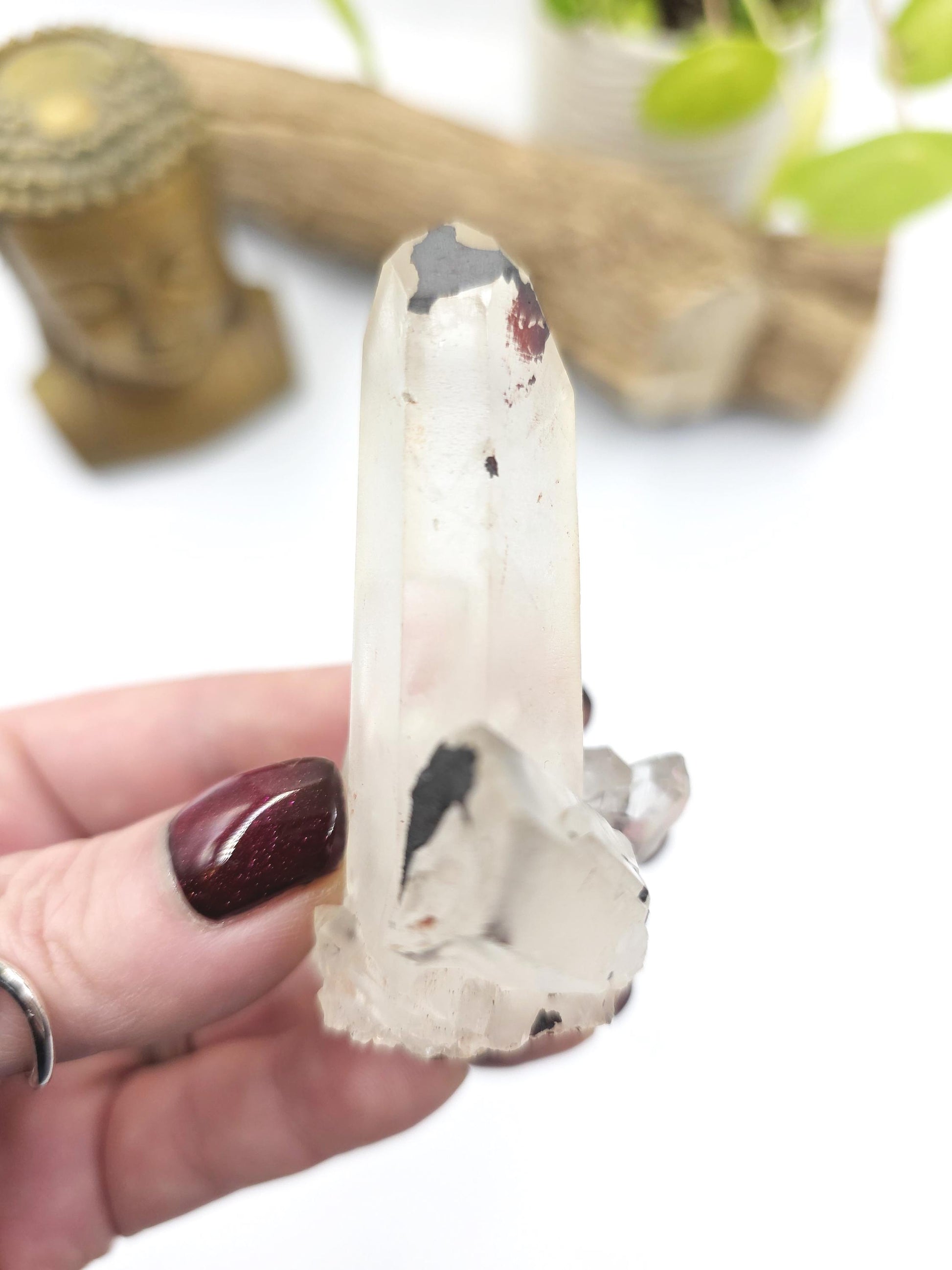 Clear Quartz and Hematite Cluster Specimen - Grounding & Amplifying Healing Raw Crystal, 80g