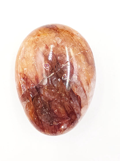 Large Fire Quartz (Hematoid) Palm Stone with rainbow flashes - Grounding & Vitality Crystal - 130g
