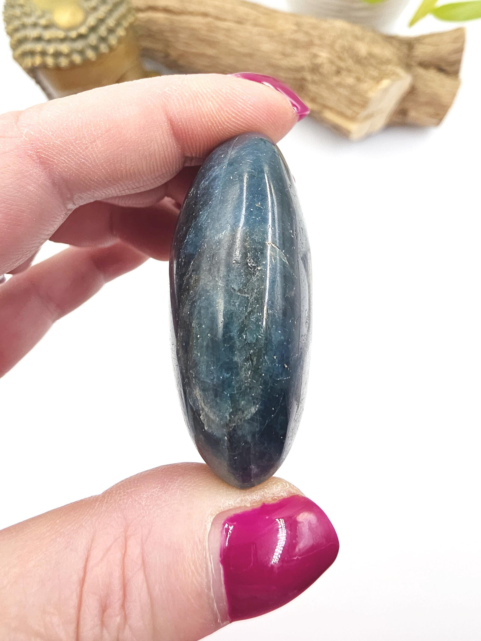 Blue Apatite Palm Stone - Motivation & Focus Healing Crystal - 90g