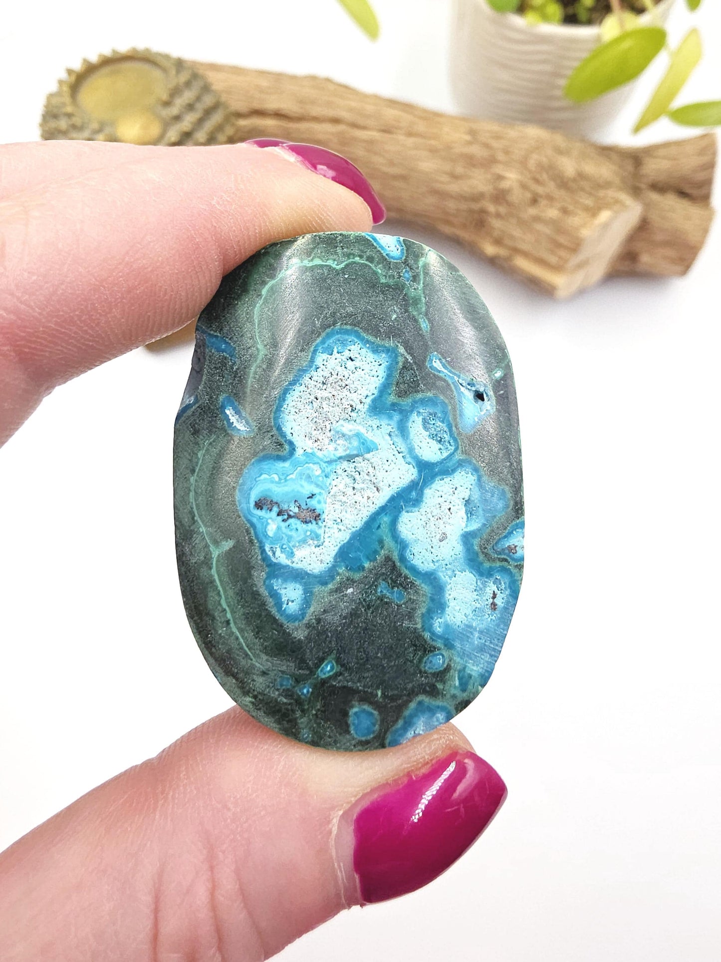 Chrysocolla & Malachite Palm Stone – Healing, Transformation and Emotional Balance Crystal, 70g