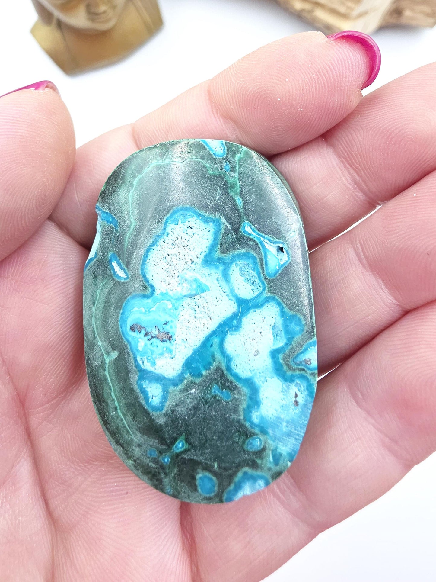 Chrysocolla & Malachite Palm Stone – Healing, Transformation and Emotional Balance Crystal, 70g