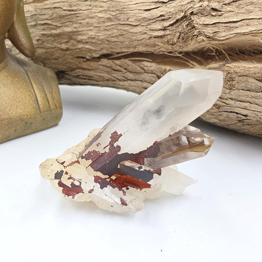 Clear Quartz and Hematite Cluster Specimen - Grounding & Amplifying Healing Raw Crystal, 65g