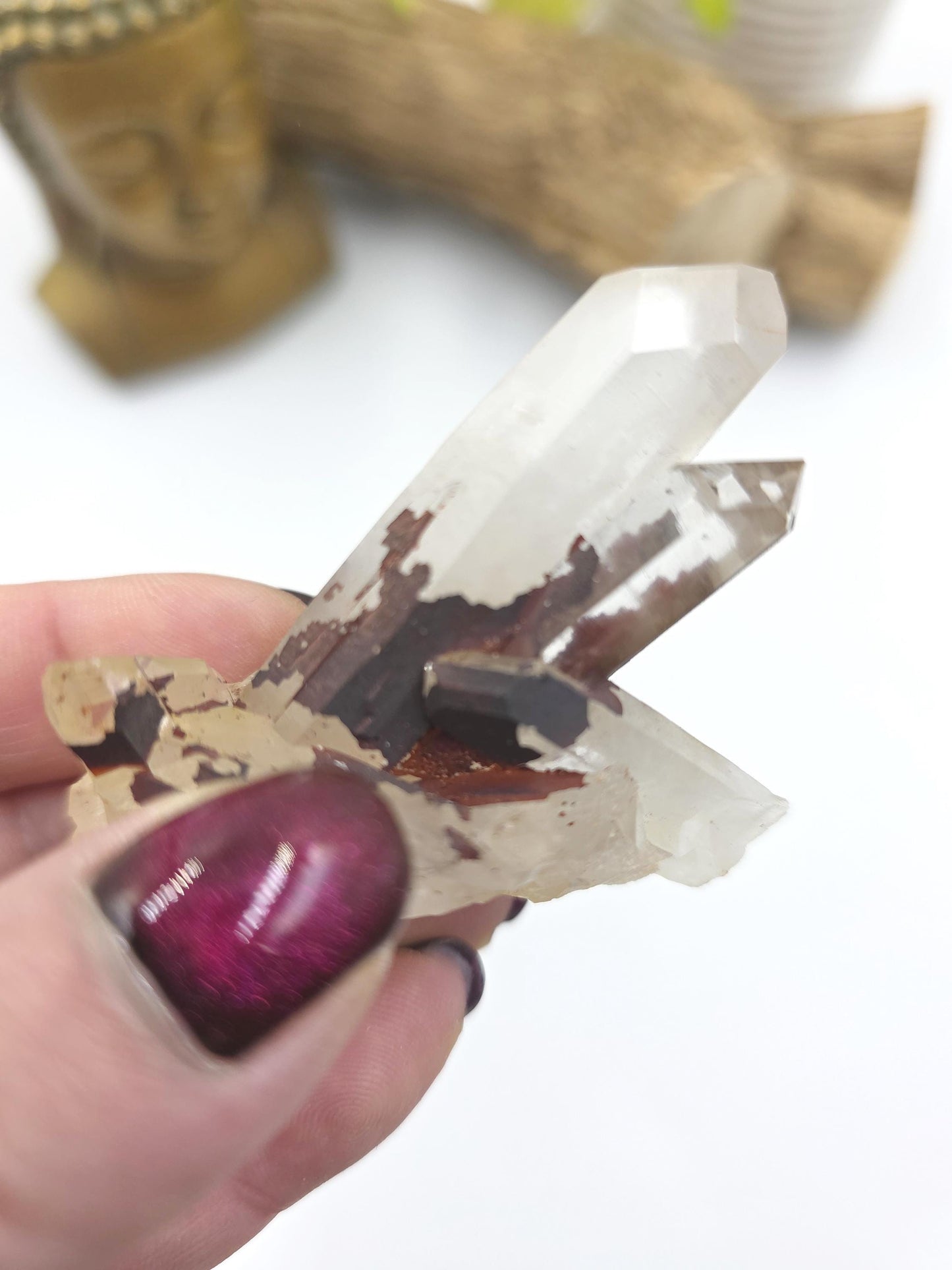 Clear Quartz and Hematite Cluster Specimen - Grounding & Amplifying Healing Raw Crystal, 65g