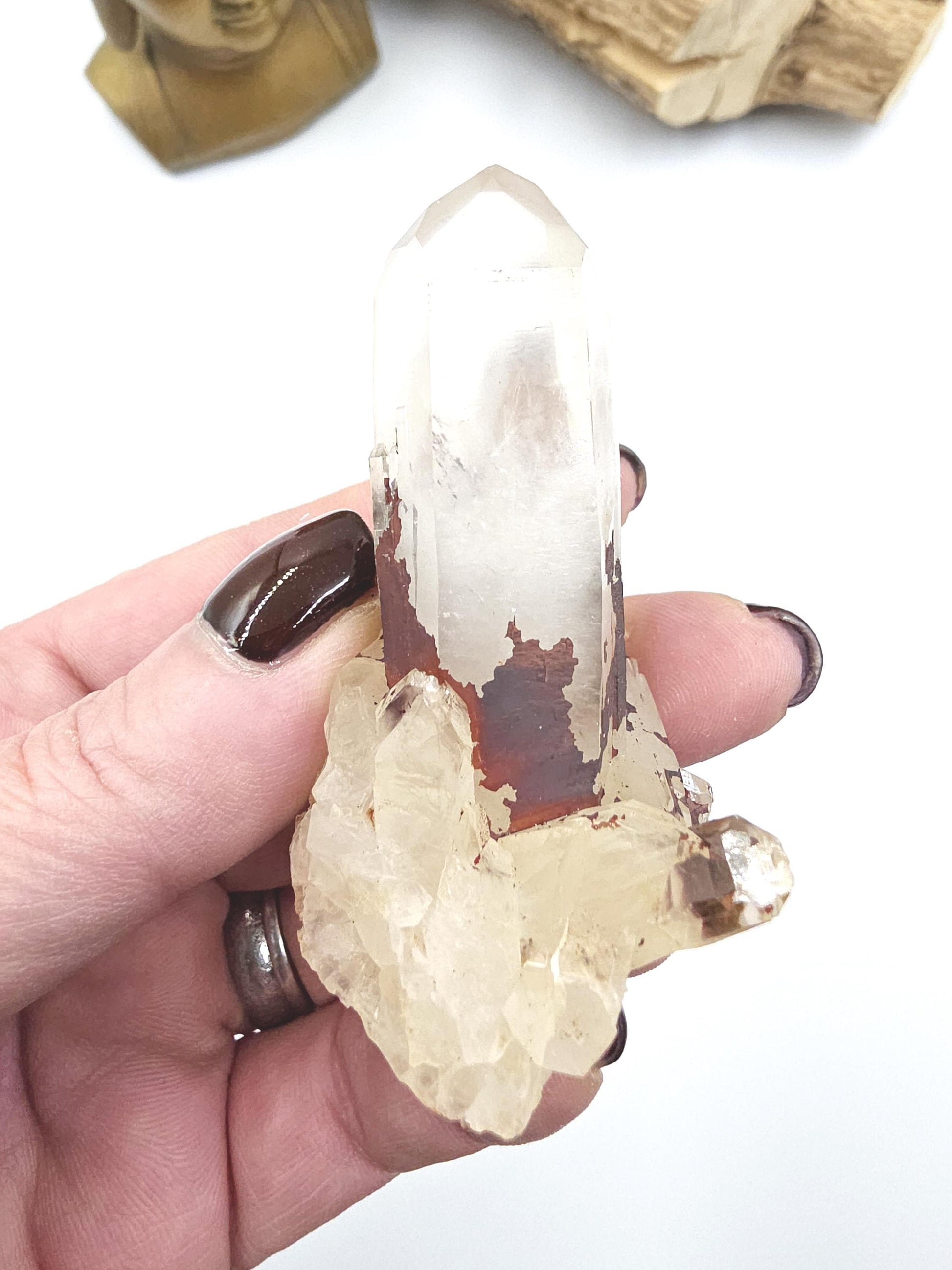 Clear Quartz and Hematite Cluster Specimen - Grounding & Amplifying Healing Raw Crystal, 65g