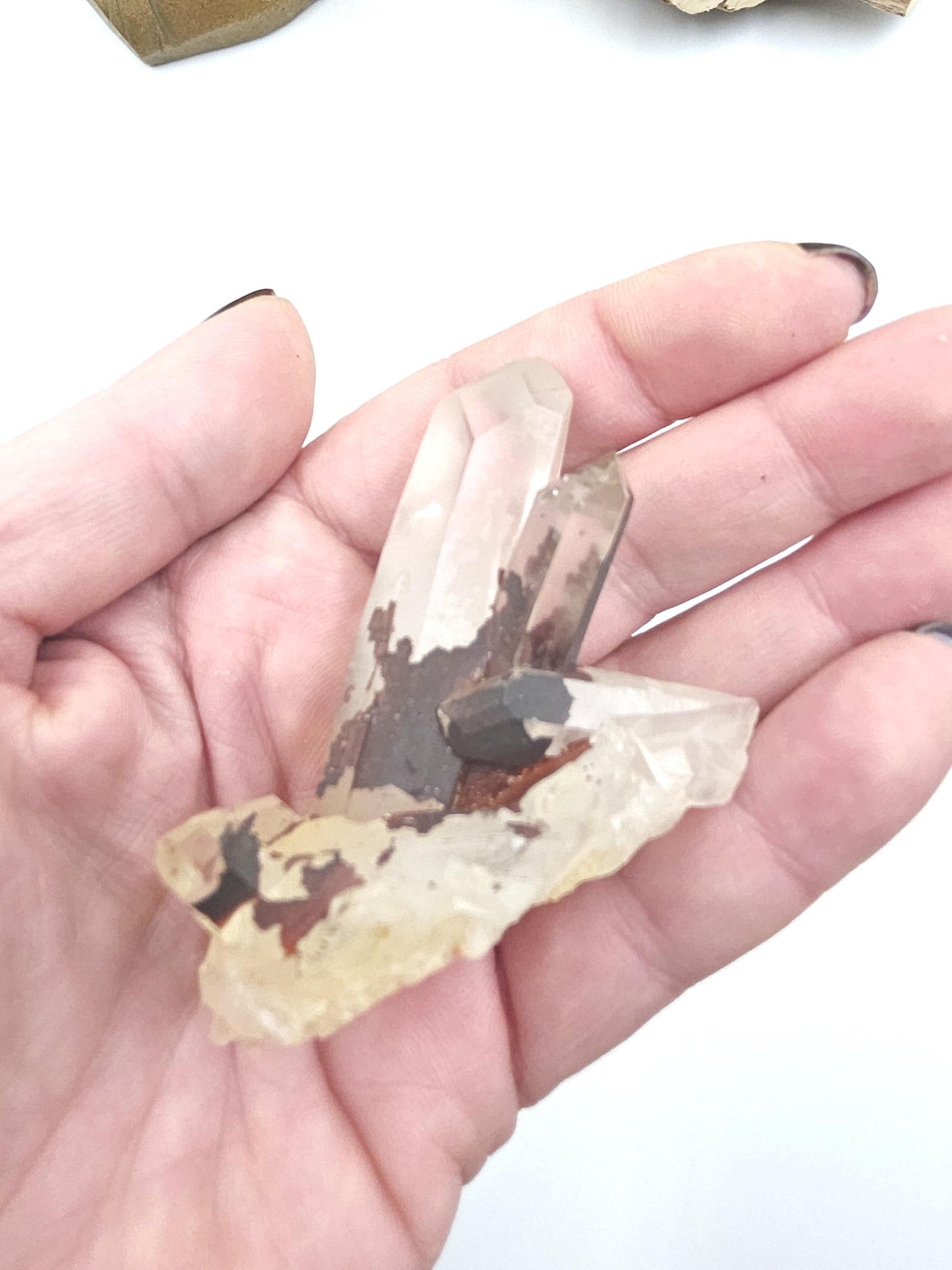 Clear Quartz and Hematite Cluster Specimen - Grounding & Amplifying Healing Raw Crystal, 65g