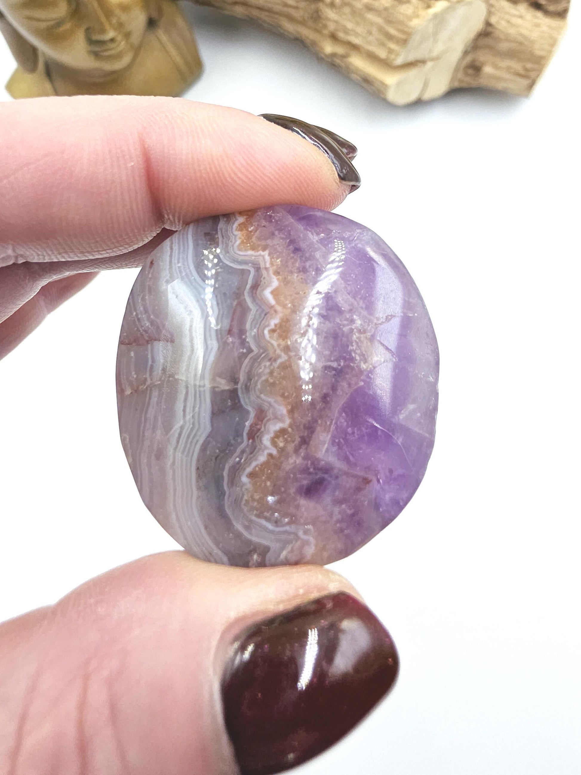 Amethyst Agate Palm Stone – Calm, Protection & Spiritual Healing Crystal, 40g