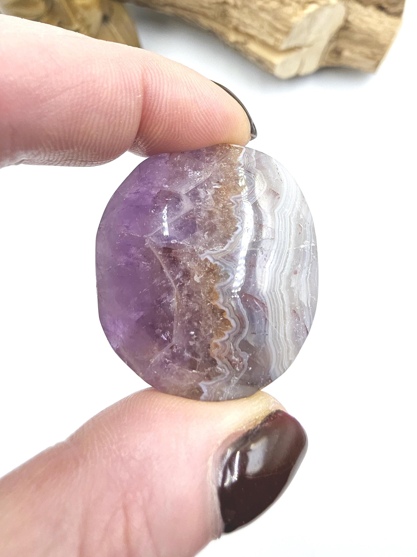 Amethyst Agate Palm Stone – Calm, Protection & Spiritual Healing Crystal, 40g