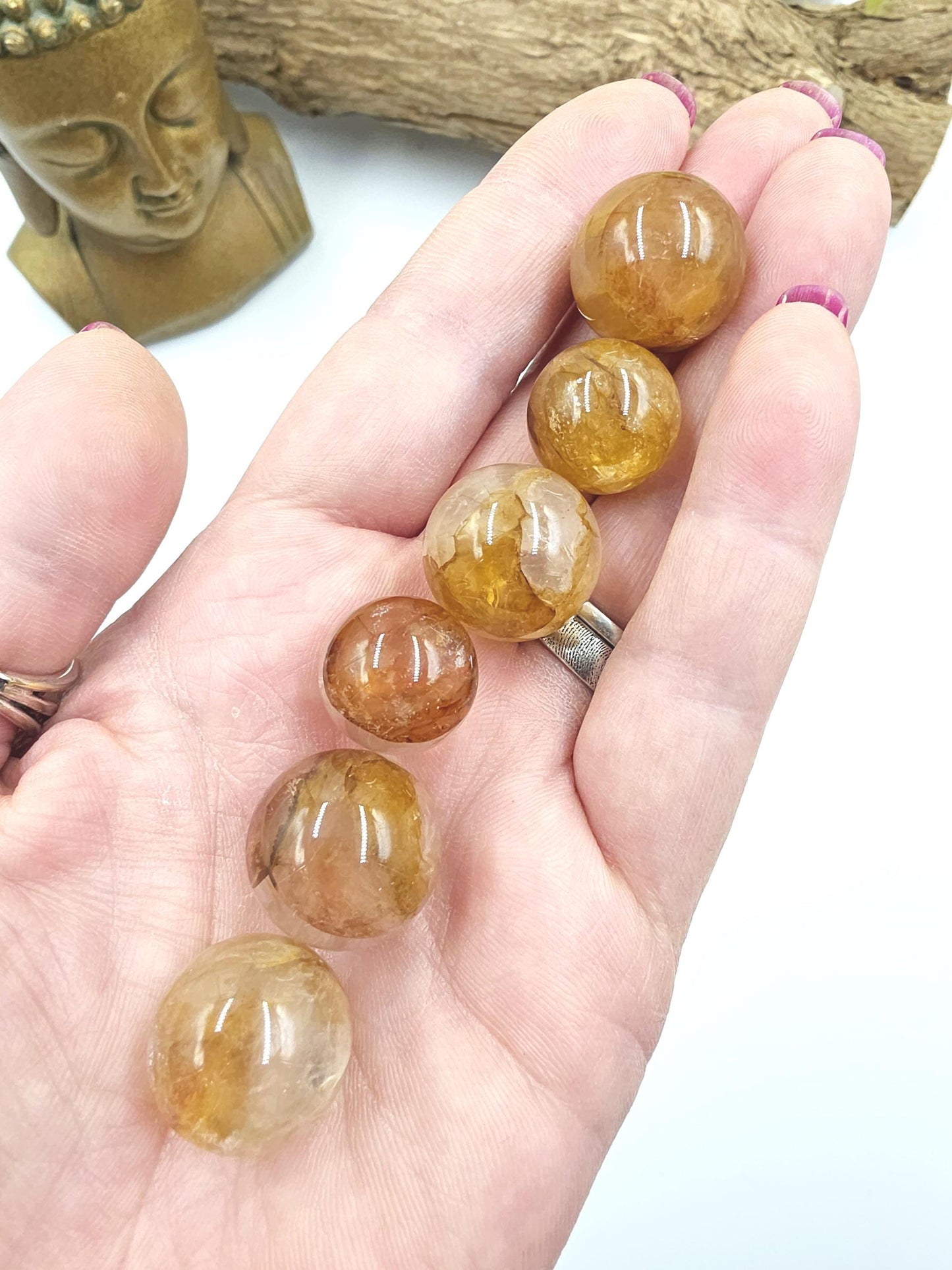 Golden Healer Mini Sphere – High Vibration Healing, Alignment & Positive Energy Crystal Ball (16–19mm)