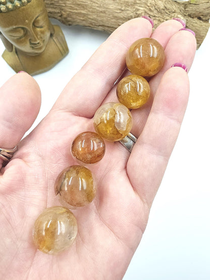 Golden Healer Mini Sphere – High Vibration Healing, Alignment & Positive Energy Crystal Ball (16–19mm)