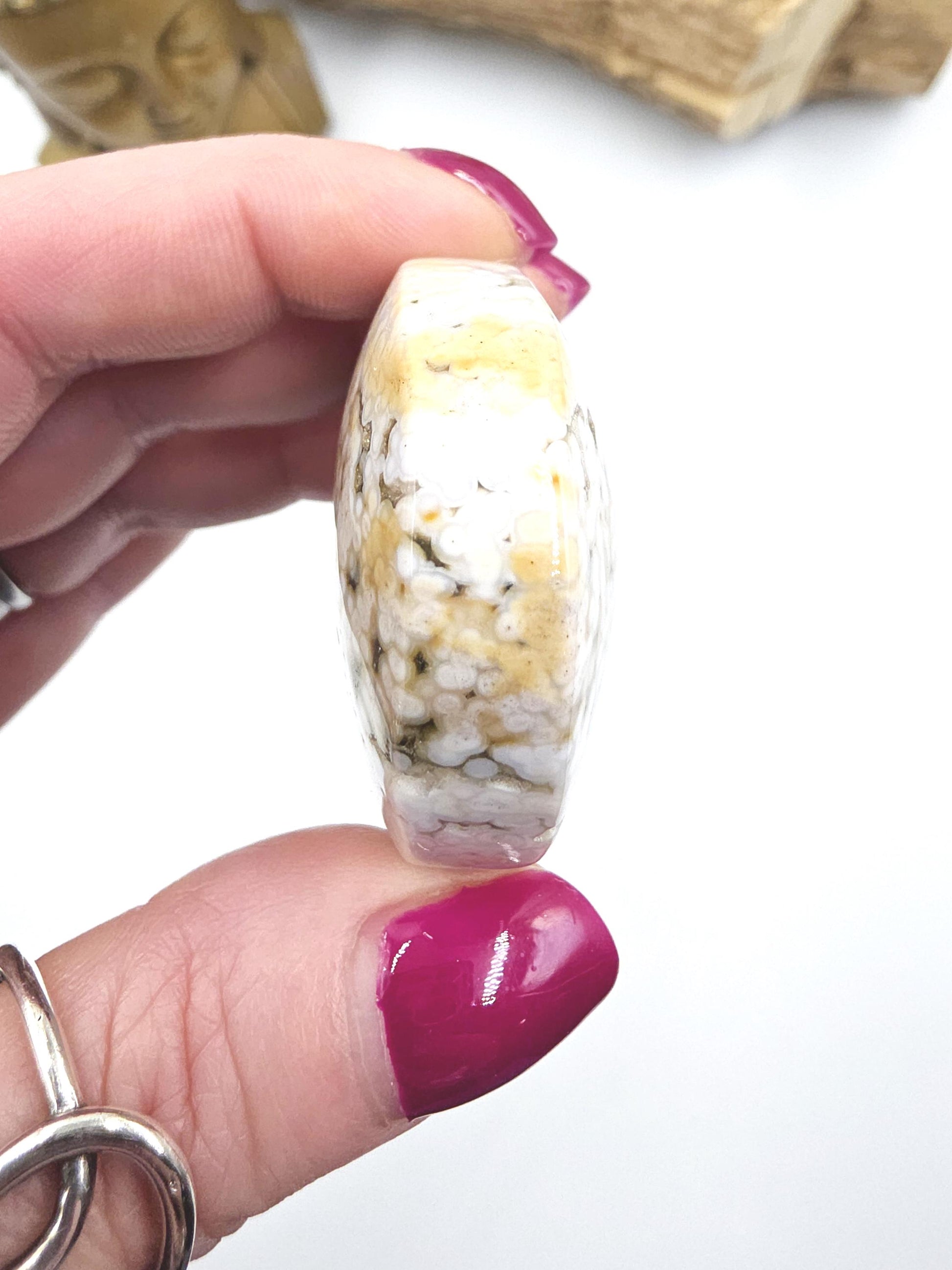 Orbicular Ocean Jasper Palm - Joy & Renewal Healing Crystal, 85g