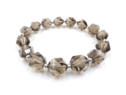Faceted Smoky Quartz & Sterling Silver Bracelet – Grounding, Protection and Calm Energy Handmade Crystal Jewellery