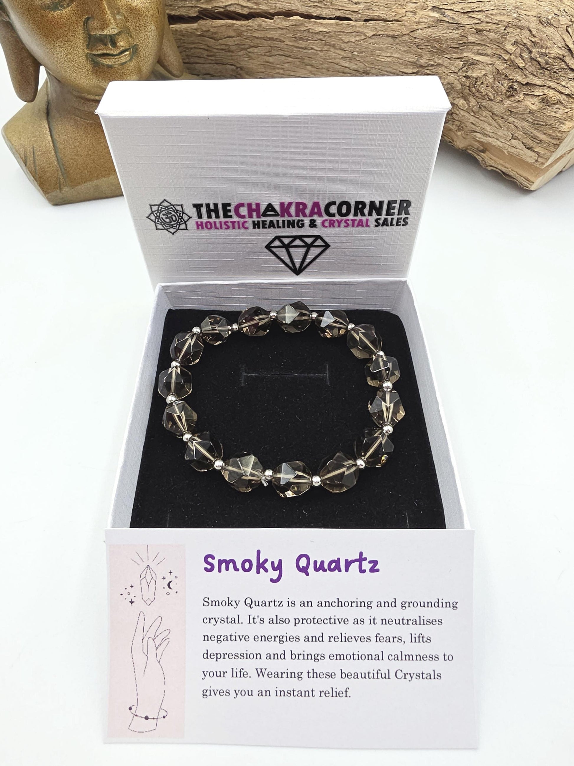 Faceted Smoky Quartz & Sterling Silver Bracelet – Grounding, Protection and Calm Energy Handmade Crystal Jewellery