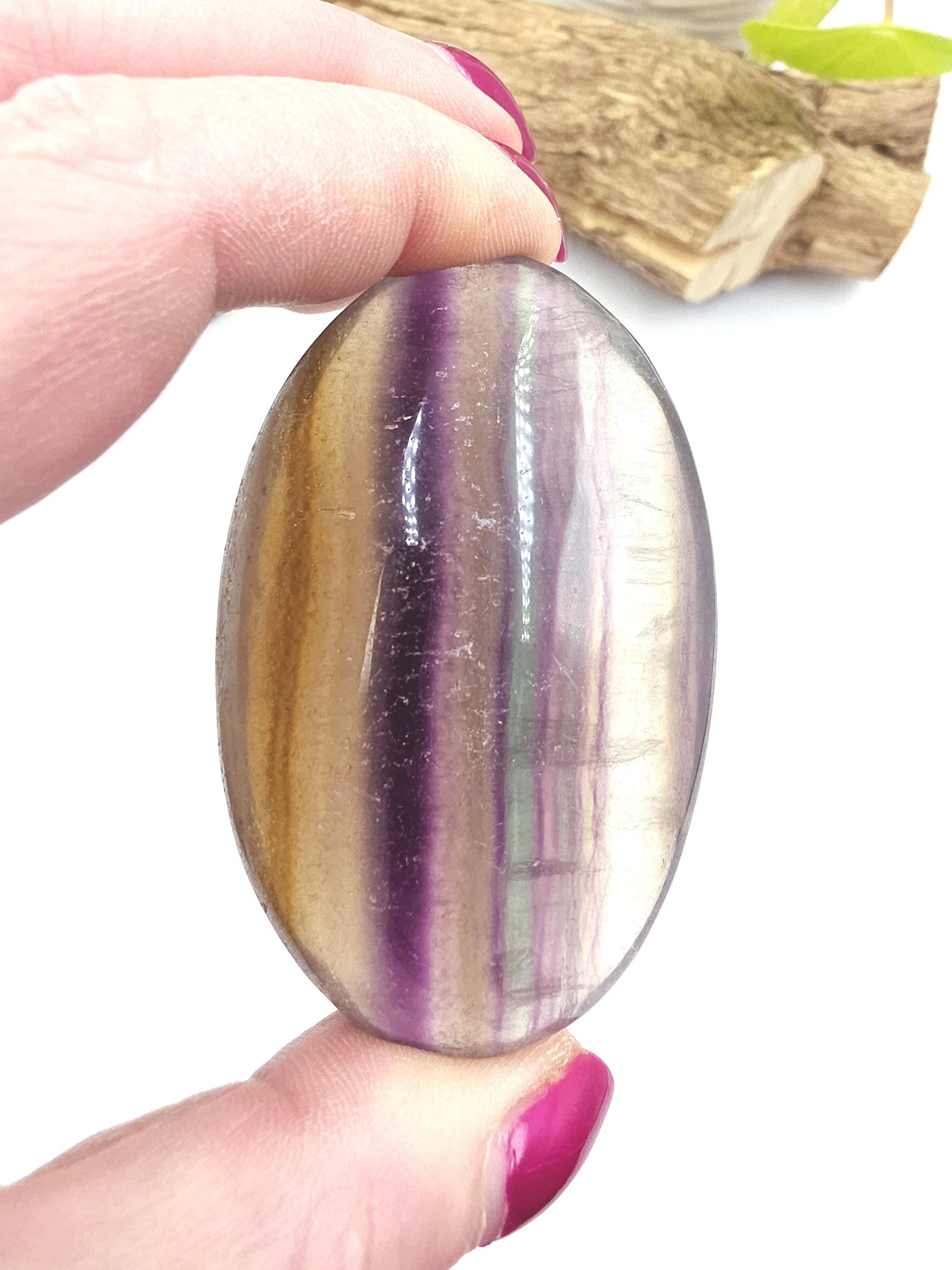 Large Rainbow Fluorite Palm Stone - Focus and Clarity Healing Crystal - 150g