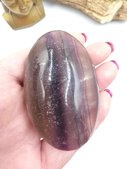 Large Rainbow Fluorite Palm Stone - Focus and Clarity Healing Crystal - 150g