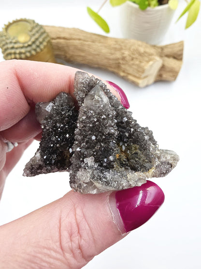 Rare Black Spirit Quartz Cluster - Protective & Spiritual Growth Crystal - 65g