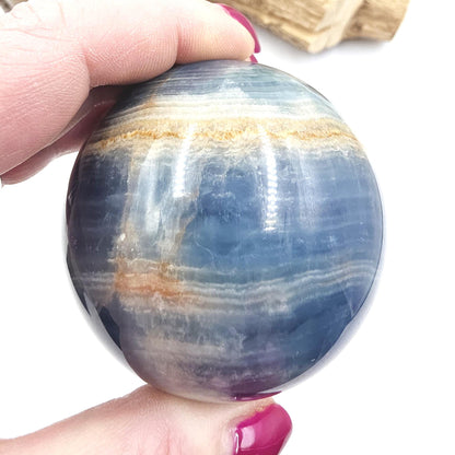 Large Blue Onyx Sphere - Calming & Strength Healing Crystal Ball, 68mm