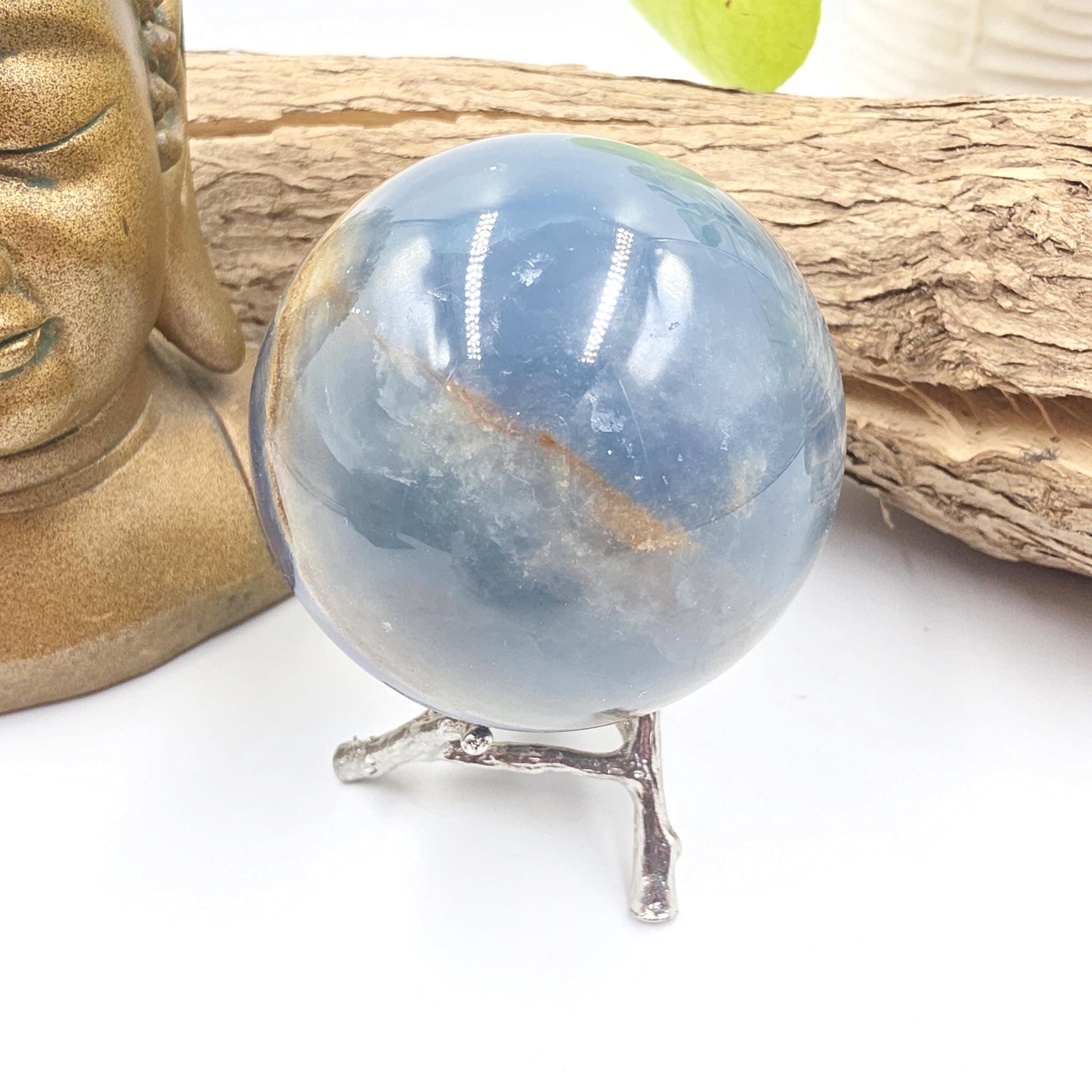 Large Blue Onyx Sphere - Calming & Strength Healing Crystal Ball, 68mm