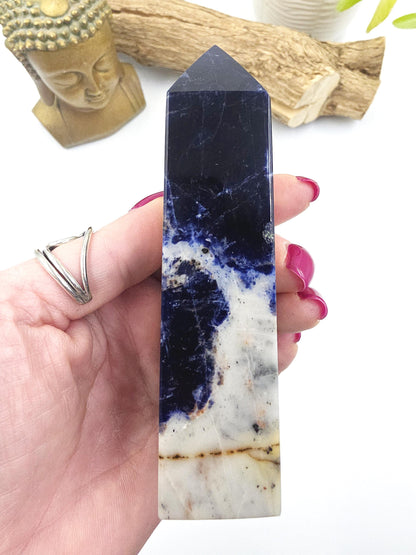Sodalite Tower – Truth, Intuition & Calm Communication Healing Crystal Point, 12cm
