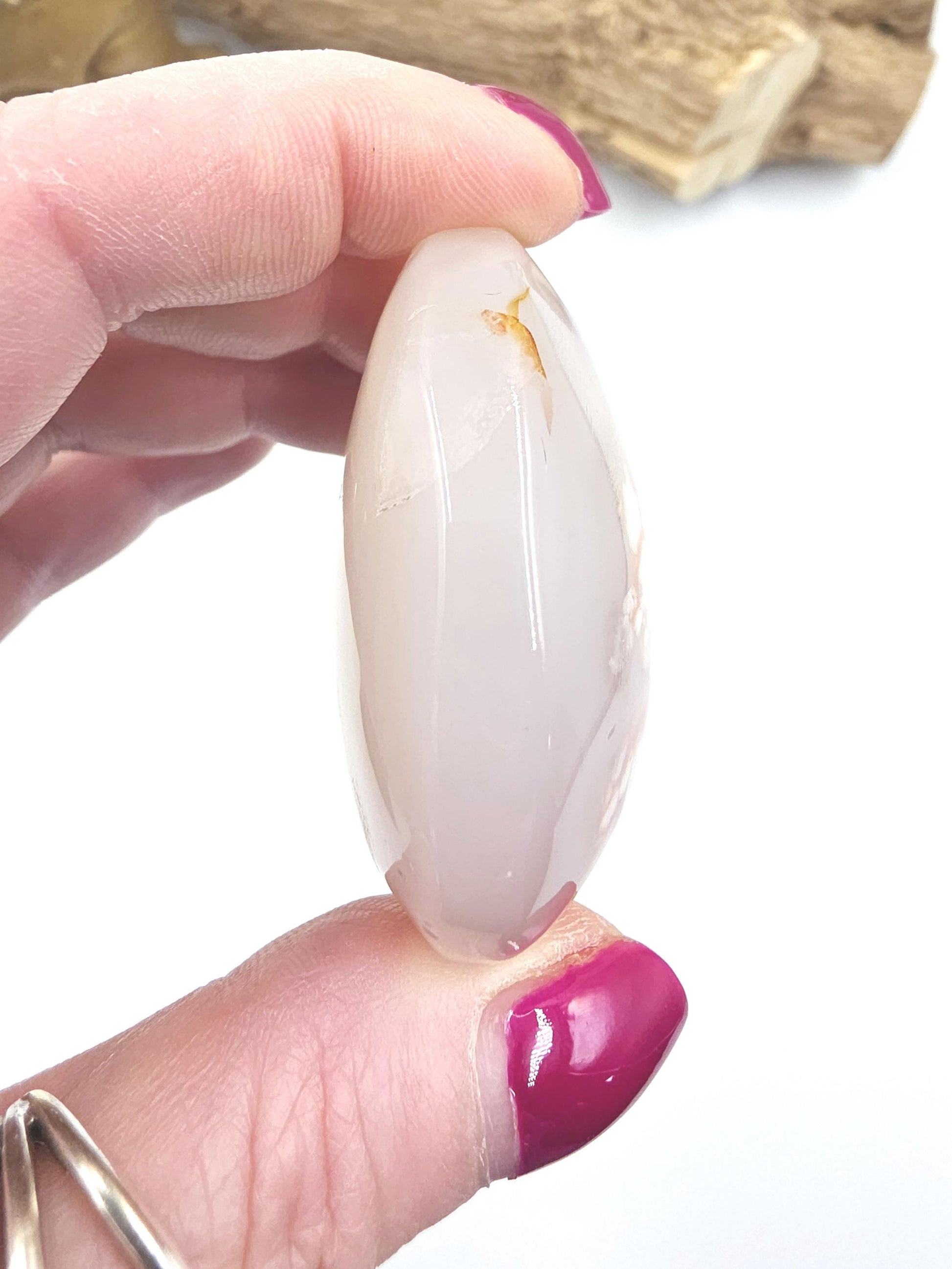 Flower Agate (Sakura) Palm Stone - Growth, Creativity & Emotional Healing Crystal - 85g
