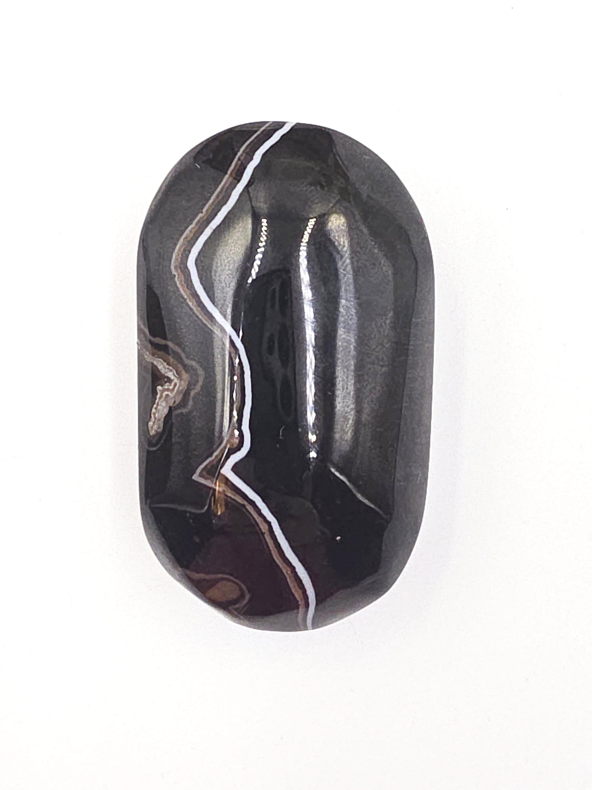 Black Banded Agate Palm Stone – Grounding, Protection & Emotional Stability Crystal, 100g