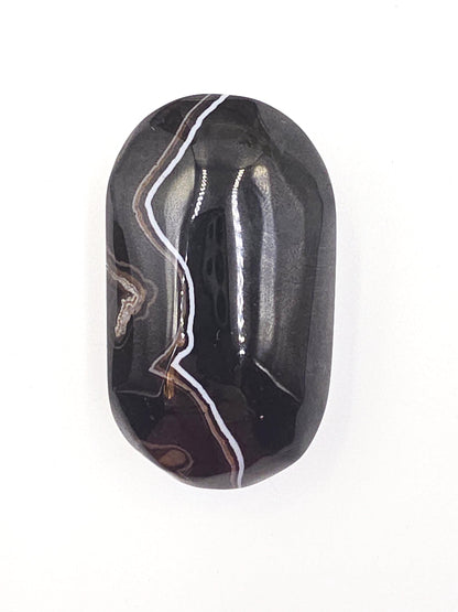 Black Banded Agate Palm Stone – Grounding, Protection & Emotional Stability Crystal, 100g