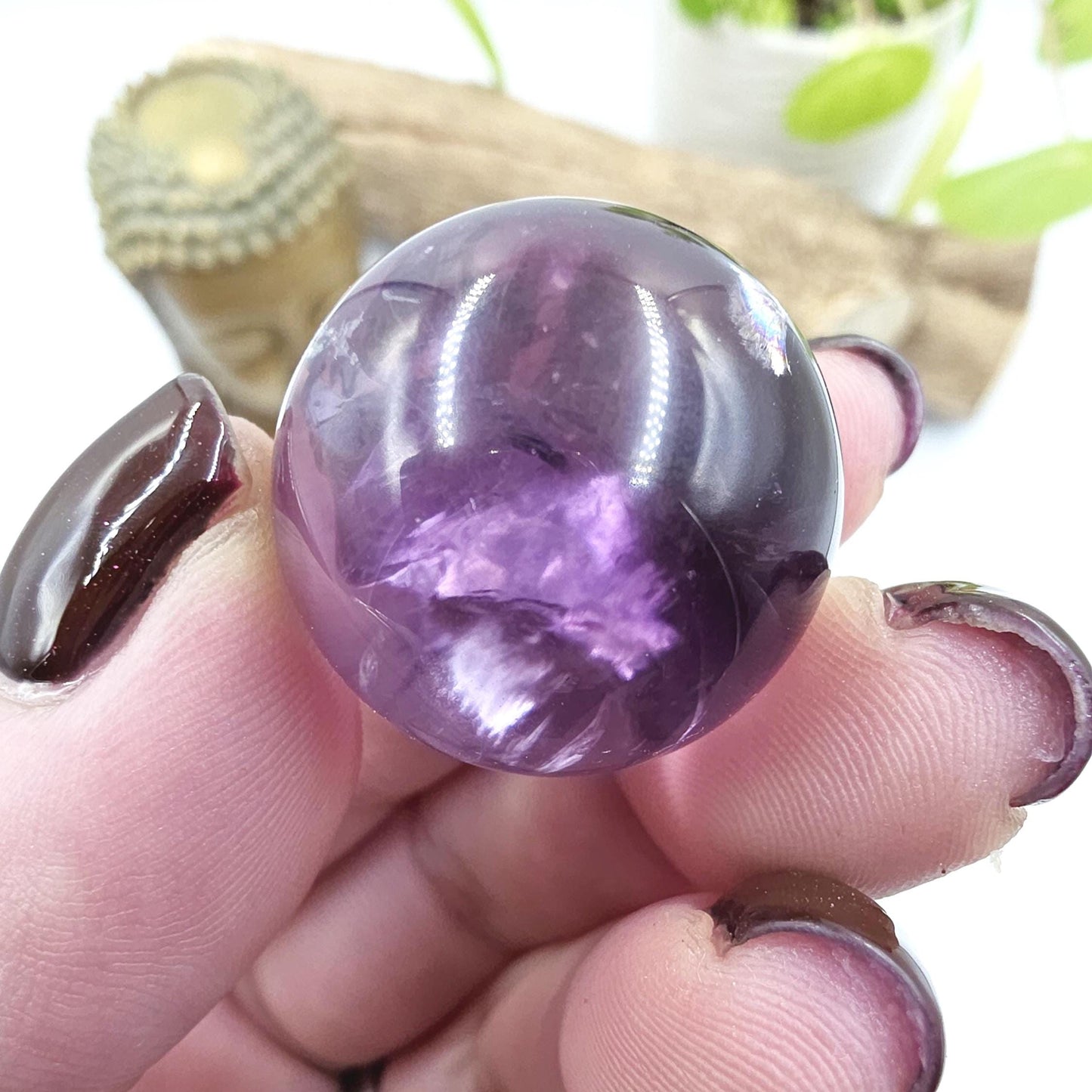 Amethyst Mini Sphere with Rainbows – Intuition, Calm & Aura Protection Crystal Ball, 26mm